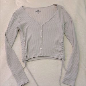 Hollister white cropped long sleeve shirt